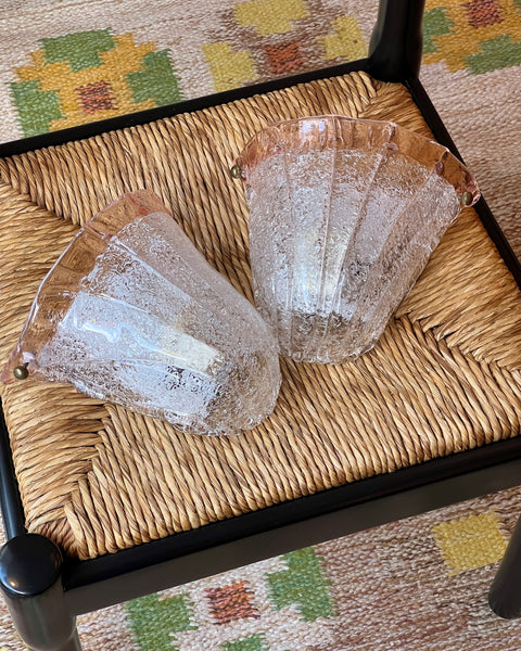Vintage pink/clear Murano shell wall lamp