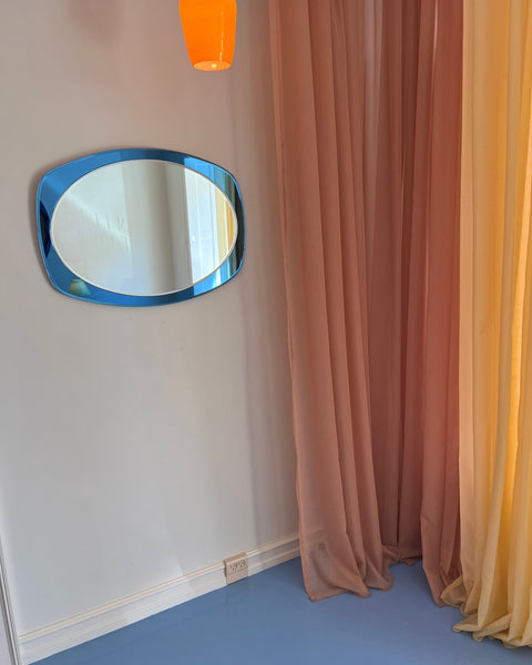 Vintage Italian mirror with blue mirror frame