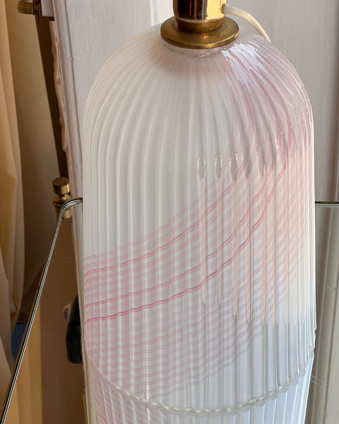 Vintage light pink/white swirl Murano table lamp (without shade)