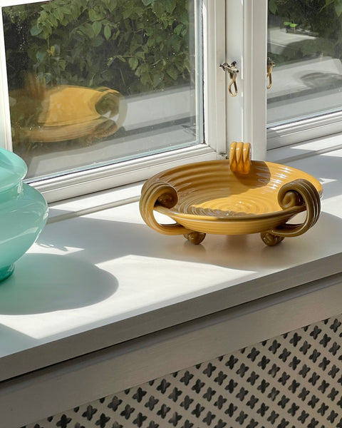 Vintage yellow ceramic basket