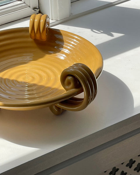 Vintage yellow ceramic basket