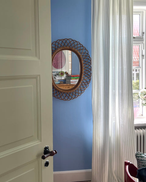 Vintage Italian mirror with rattan frame