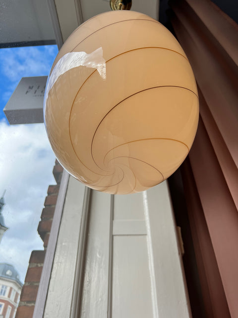 Vintage Murano cream/brown swirl ceiling lamp (H42)