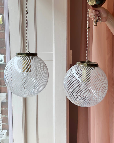 Vintage Murano white/transparent ceiling lamps (D25)