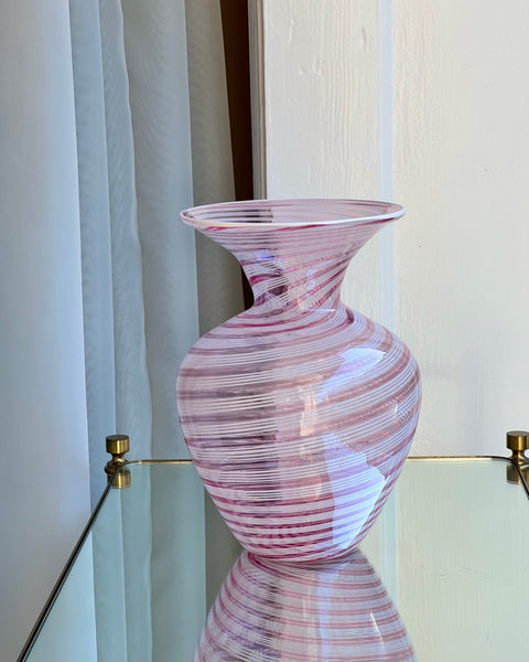 Vintage pink swirl Murano vase