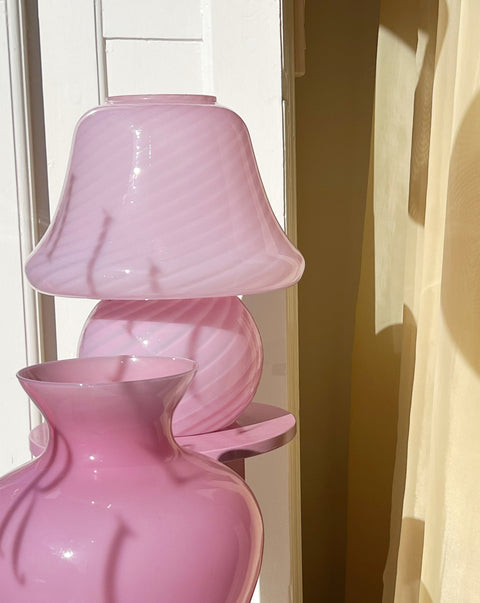 Vintage bubblegum pink Murano mushroom table lamp - Large