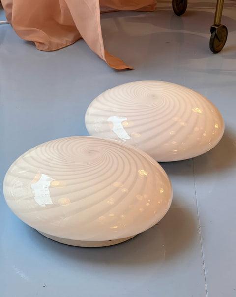 Vintage Murano light pink swirl ceiling/wall lamp (D28)