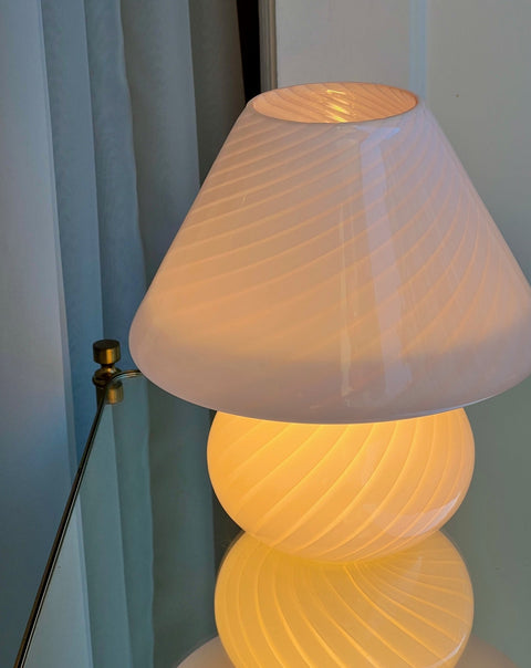 Vintage light pink Murano mushroom table lamp - Medium