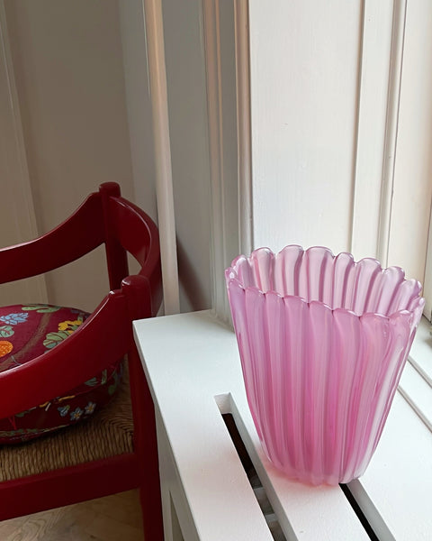 Vintage opal pink Murano vase