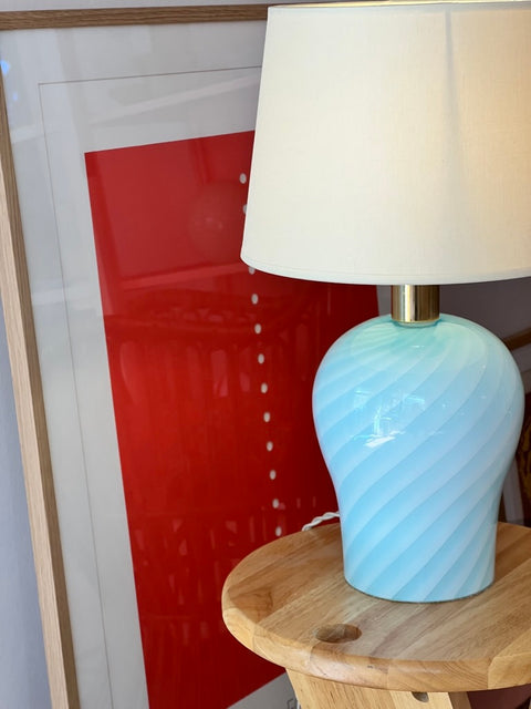 Light blue swirl vintage Murano table lamp