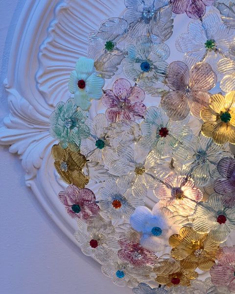 Vintage multi Murano flower ceiling lamp (D45)