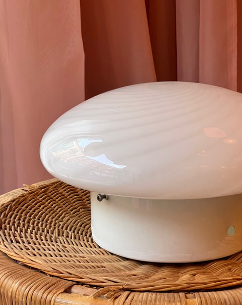 Vintage Murano white swirl ceiling/wall lamp (D28)