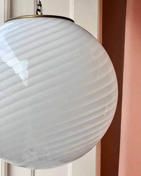 Vintage Murano white swirl ceiling lamp (D40)