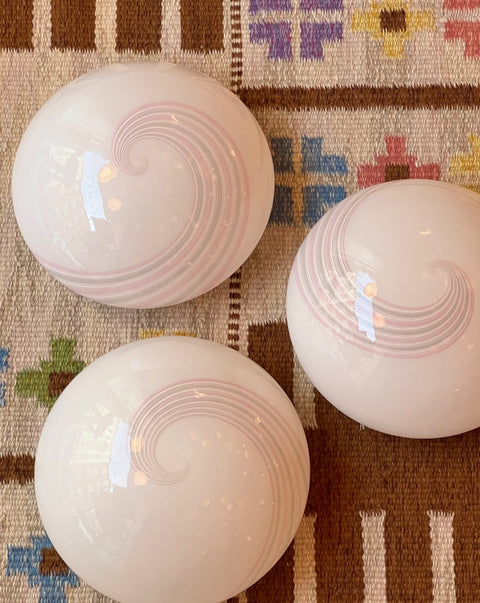 Vintage Murano white/pink swirl ceiling/wall lamp