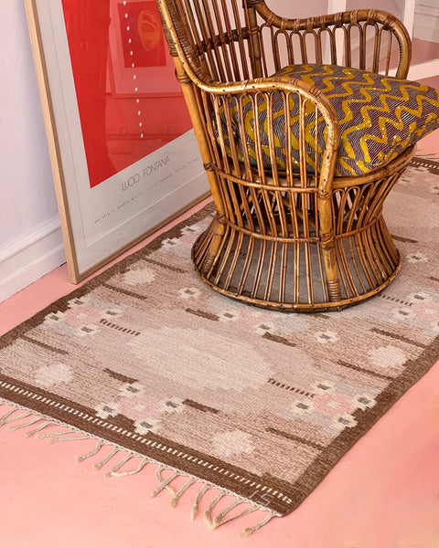 Vintage flat weave rug by Ingegerd Silow (IS)