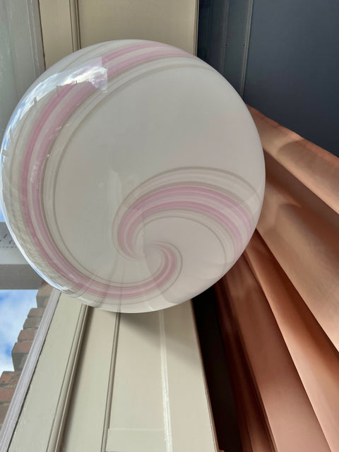Vintage Murano light pink/white swirl ceiling lamp (D35)