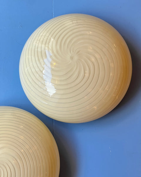 Vintage Murano yellow swirl ceiling/wall lamp (D40)
