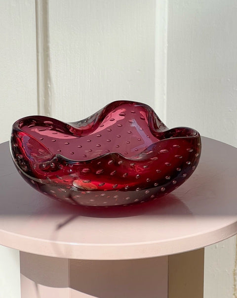 Vintage red bubble Murano bowl