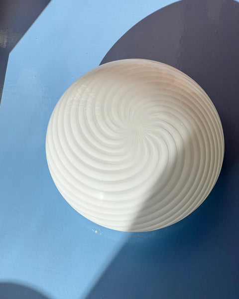 Vintage Murano white swirl ceiling/wall lamp (D28)