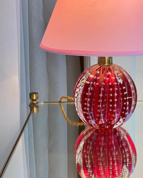 Vintage red Murano table lamp