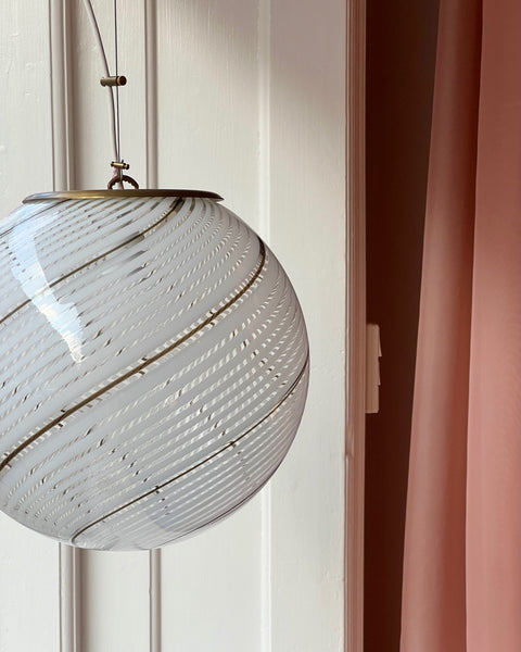 Vintage Murano white/brown/transparent ceiling lamp (D35)