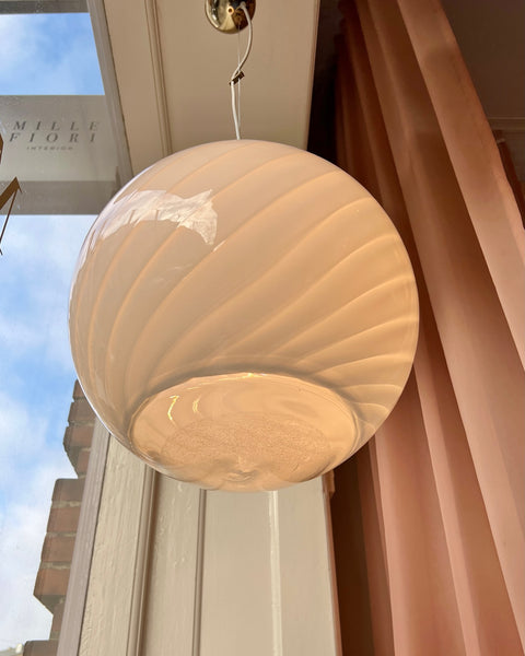 Vintage white swirl / clear Murano ceiling lamp (D40)