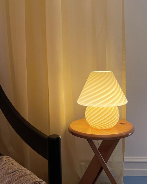Mushroom table lamp - Light yellow swirl