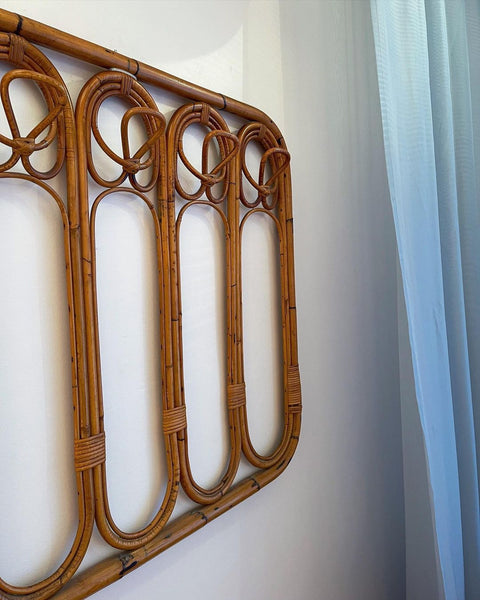Vintage rattan coat rack