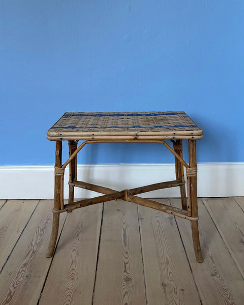 Vintage small rattan side table