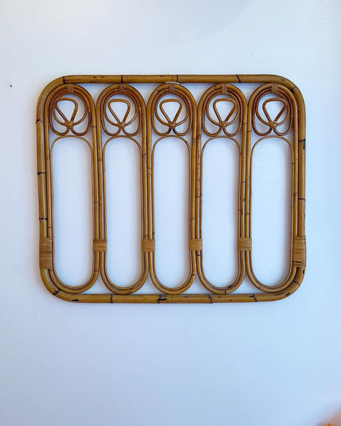 Vintage rattan coat rack