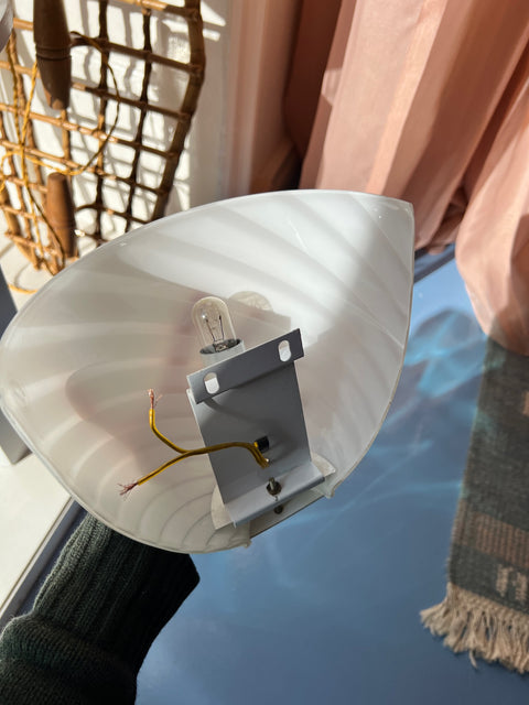 Vintage white swirl Murano wall lamp