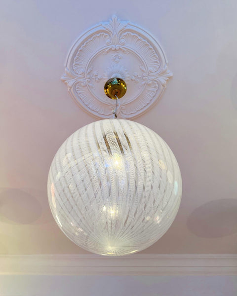 Vintage Murano white ribbon ceiling lamp