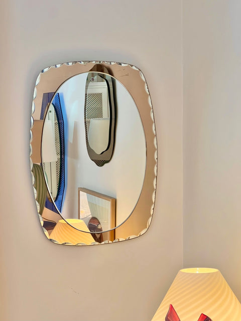 Vintage Italian mirror with golden brown frame