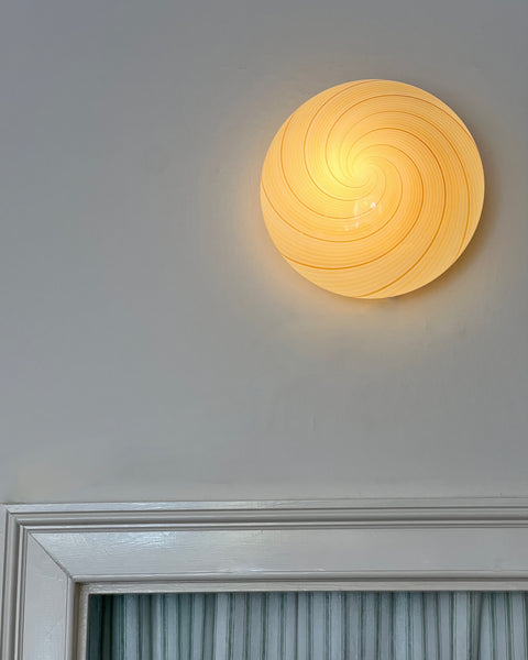 Vintage Murano cream/brown swirl ceiling/wall lamp (D28)