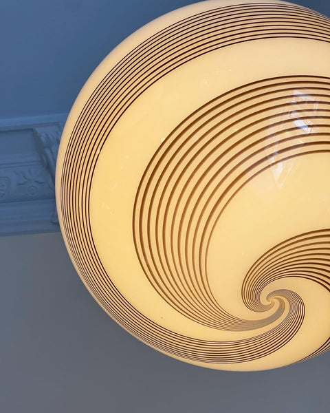 Vintage Murano cream/brown swirl ceiling lamp