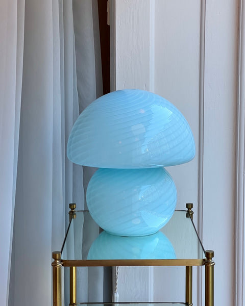 Vintage light blue Murano mushroom table lamp - Large