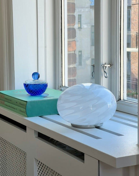 Vintage white pattern Murano table lamp