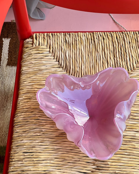 Vintage opal pink Murano shell bowl