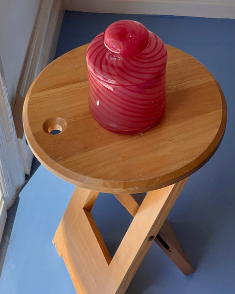 Vintage pink swirl Murano bonbonniere