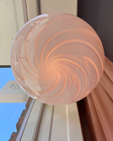 Vintage Murano oval light pink swirl ceiling lamp (D40)