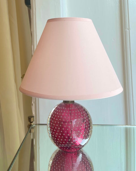 Vintage pink bubble Murano table lamp