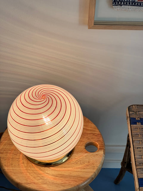 Vintage red/white Murano table lamp