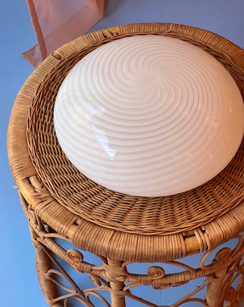 Vintage Murano white swirl ceiling/wall lamp