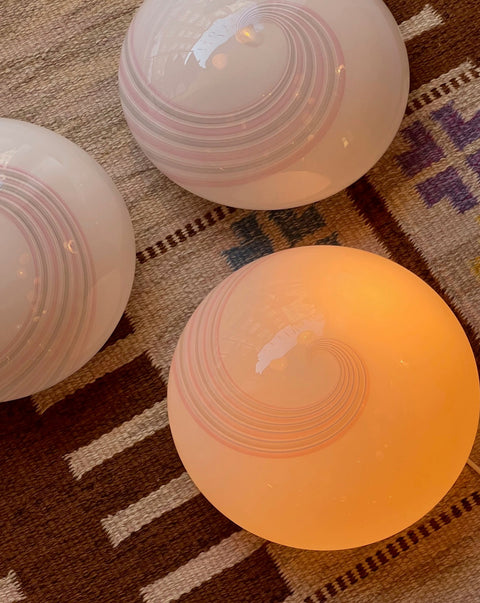 Vintage Murano white/pink swirl ceiling/wall lamp