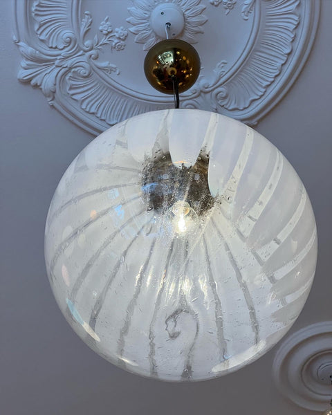 Vintage Murano white/clear Anemone ceiling lamp