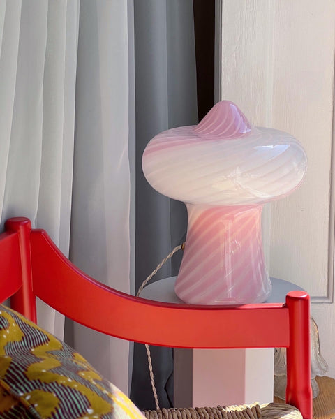 Vintage pink/white Murano mushroom table lamp
