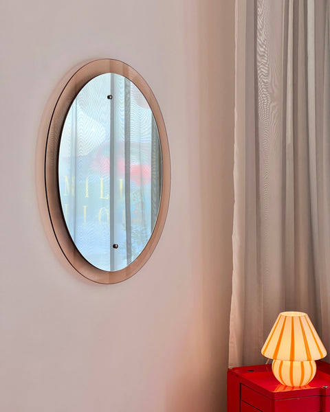 Vintage pink oval Italian mirror