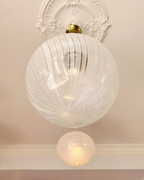 Vintage Murano white ribbon ceiling lamp