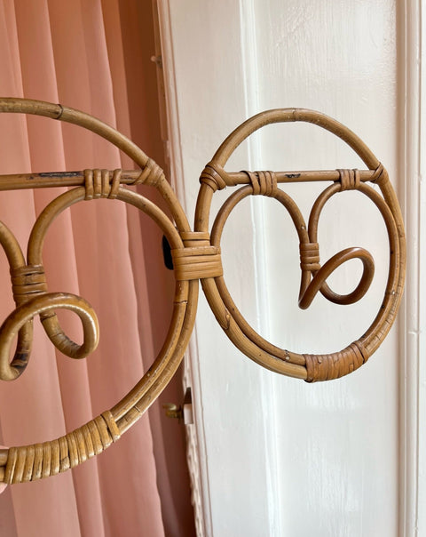 Vintage rattan coat rack