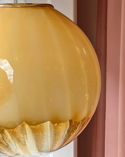 Large vintage golden clear Murano ceiling lamp (D45)